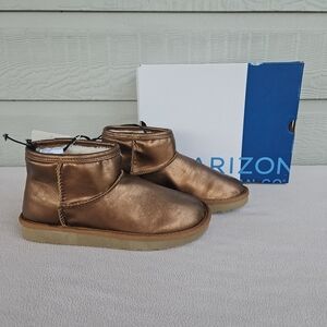 Arizona Spring Metallic Brown Bronze Ankle Boot Bootie Women SZ 7 Memory Foam